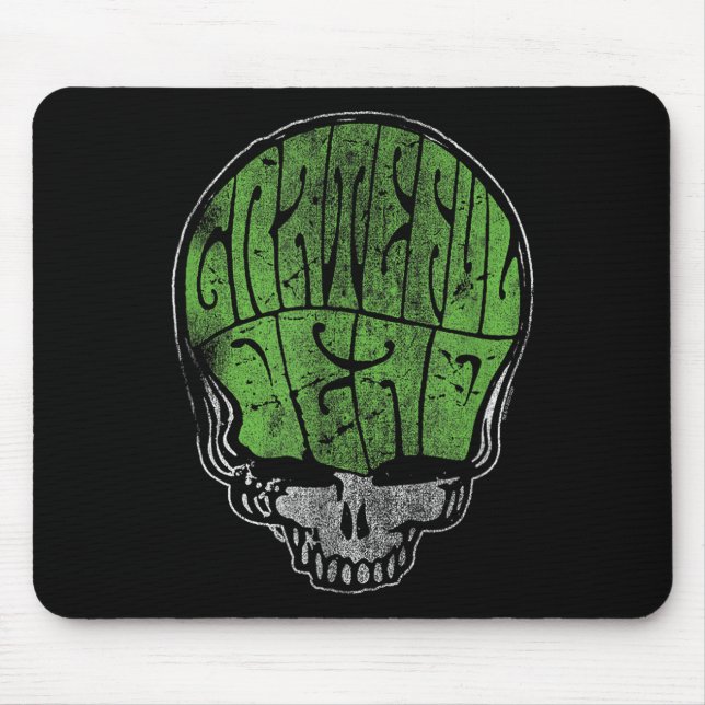 Mousepad Grateful Dead Psychedelic Green Stealie Skull Vint (Frente)
