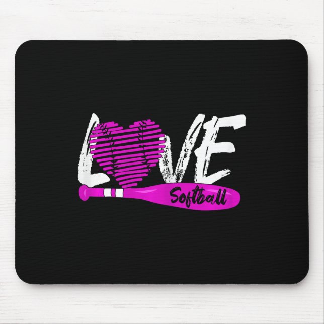 Mousepad Grático de Softbol Dizendo Meninas e Mulheres  (Frente)