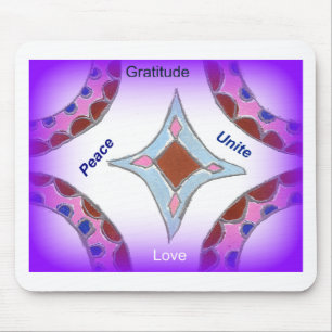 Mousepad "Gratidão Paz Amor Unir" Mandala Art Impressão