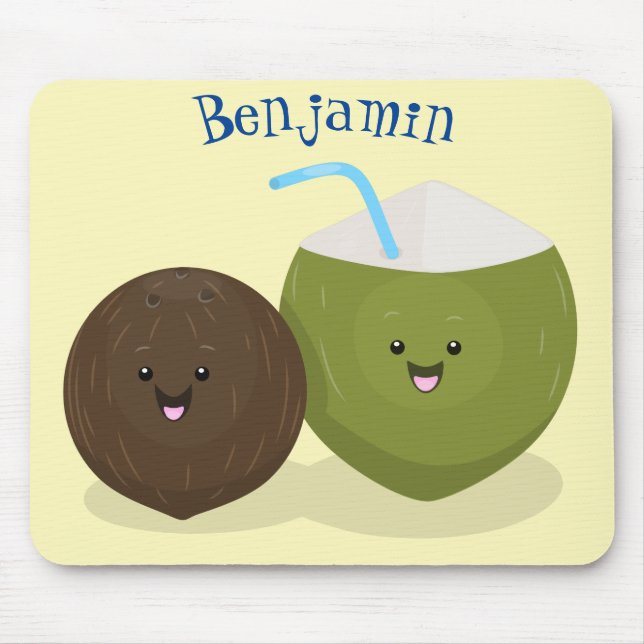 Mousepad Grátis feliz desenho animado de coconuts kawaii (Frente)
