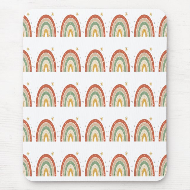Mousepad Gravata com Padrão Arco-íris Boho (Frente)