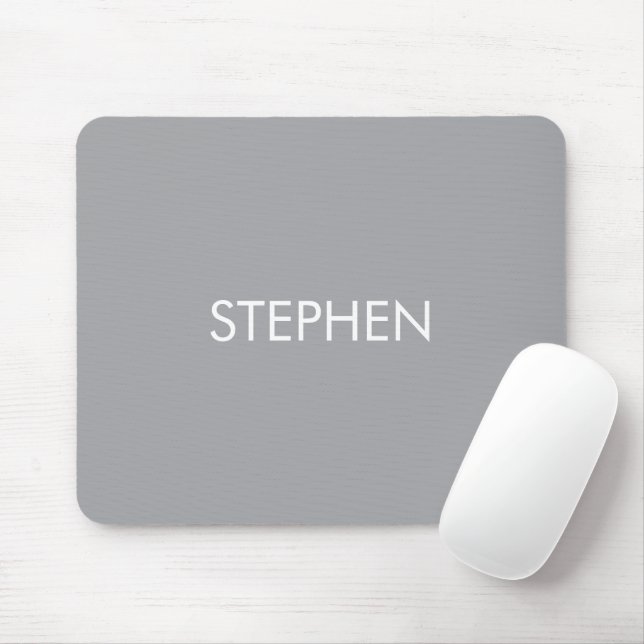 Mousepad Gray minimalist custom name  (Com mouse)