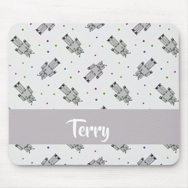 Mousepad Gray robots pattern (Frente)