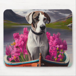Mousepad Great Dane em uma Canoa: Uma Aventura Cênica
