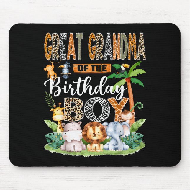 Mousepad Great Grandma Of The Birthday Boy Jungle Safari An (Frente)
