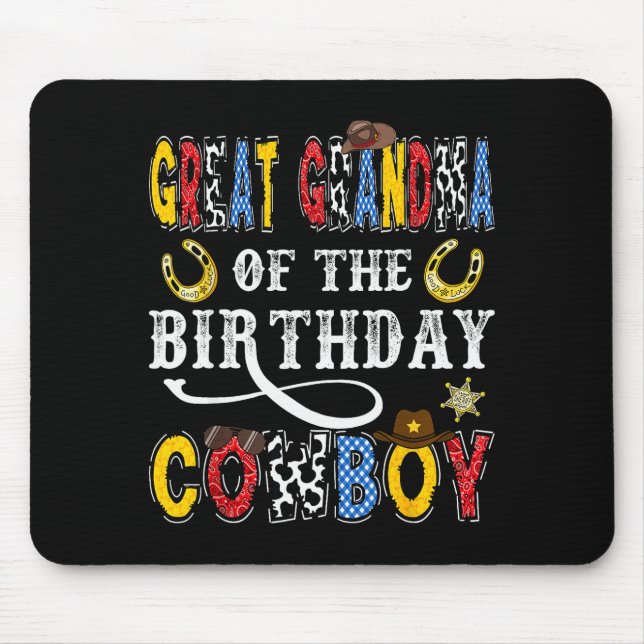 Mousepad Great Grandma Of The Birthday Cowboy Western Rodeo (Frente)