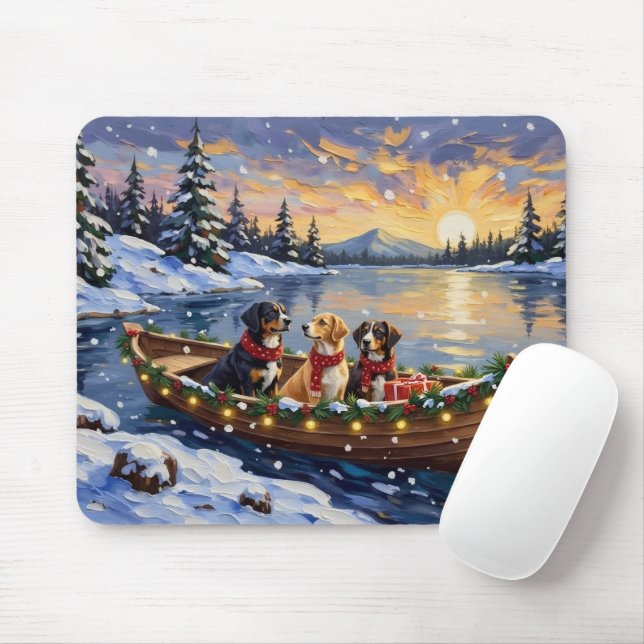 Mousepad Greater Swiss Mountain Dog Christmas Boat Holiday (Com mouse)