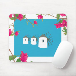 Mousepad Grécia Bougainvillea Ilhas Gregas Windmills