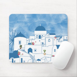 Mousepad Grécia Santorini de Cor Azul e Branca