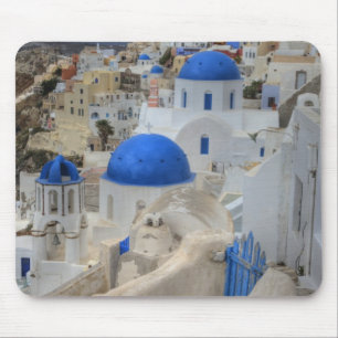 Mousepad Grécia, Santorini. Torre do sino e cúpulas azuis d