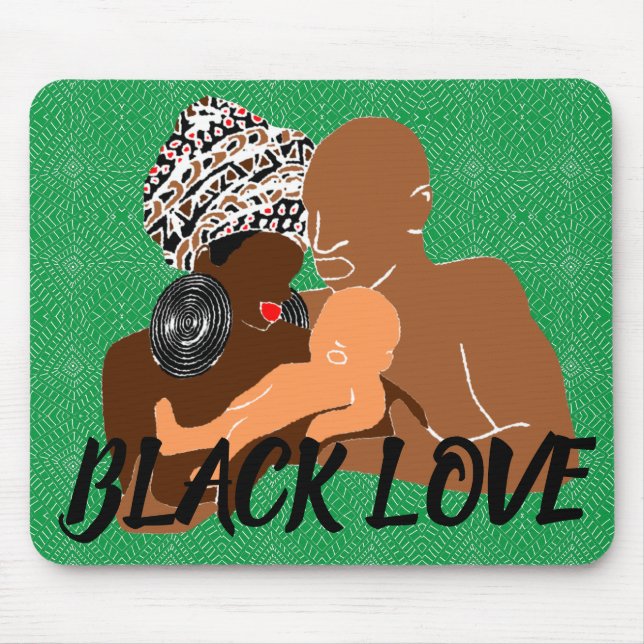 Mousepad Green Black Love Brown Love Black Family (Frente)