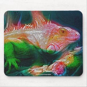 Mousepad Green Iguana Fantasy Art Wildlife Mousemat