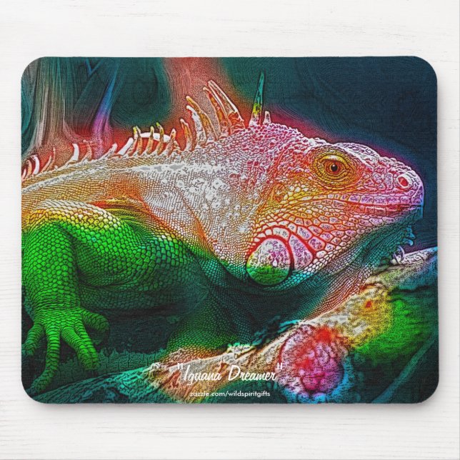 Mousepad Green Iguana Fantasy Art Wildlife Mousemat (Frente)