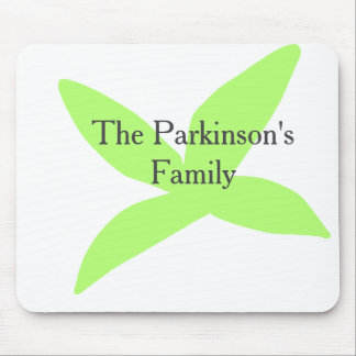 Mousepad Green leaf abstract pastel family name retro boho