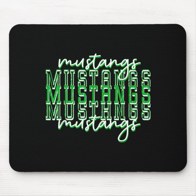 Mousepad Green Mustang Pride School Srit Game Day Mustangs  (Frente)