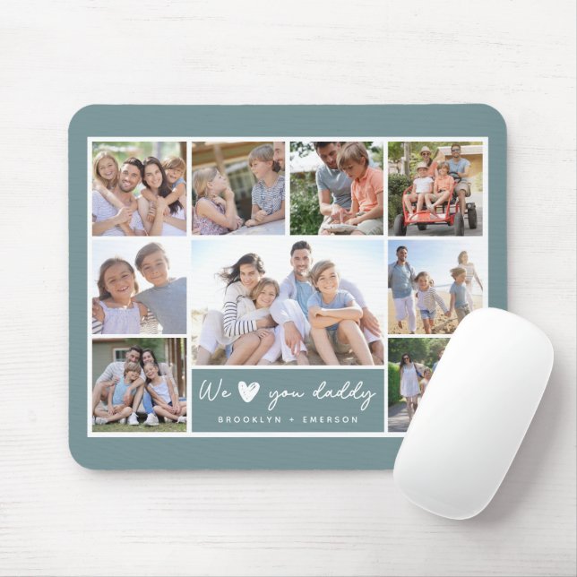 Mousepad Green We Love You Pai | 9 Colagem de Fotografias (Com mouse)