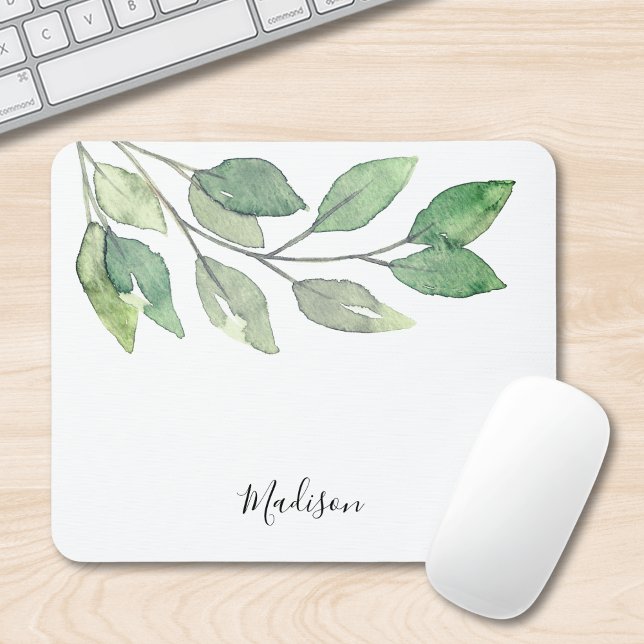 Mousepad Greenery Watercolor Personalizado (Criador carregado)