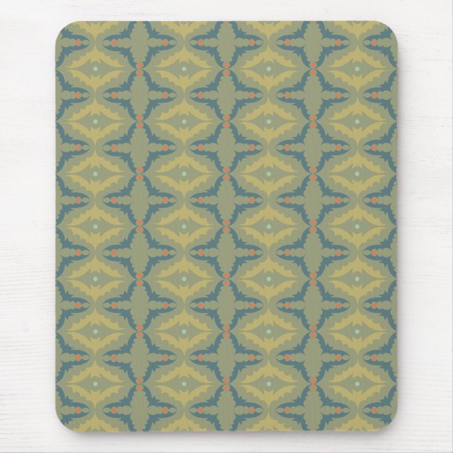 Mousepad Greenish Retro Vintage Pattern (Frente)