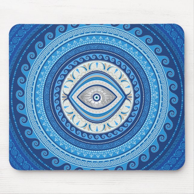 Mousepad Grego Mati Mataki - ornamento grego do olho mau (Frente)