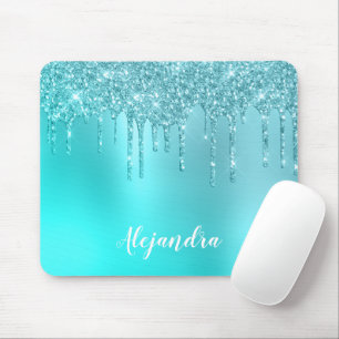 Mousepad Grelha azul esbelta e glitter