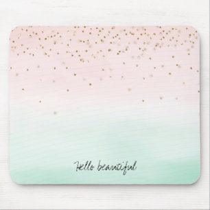Mousepad Grelha Brilhante Brilhante Rosa Mint Confetti Dour