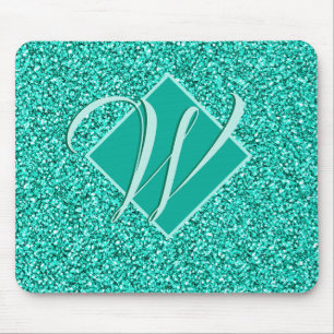 Mousepad Grelha Espelhada Turquesa Azul Luminoso Monograma