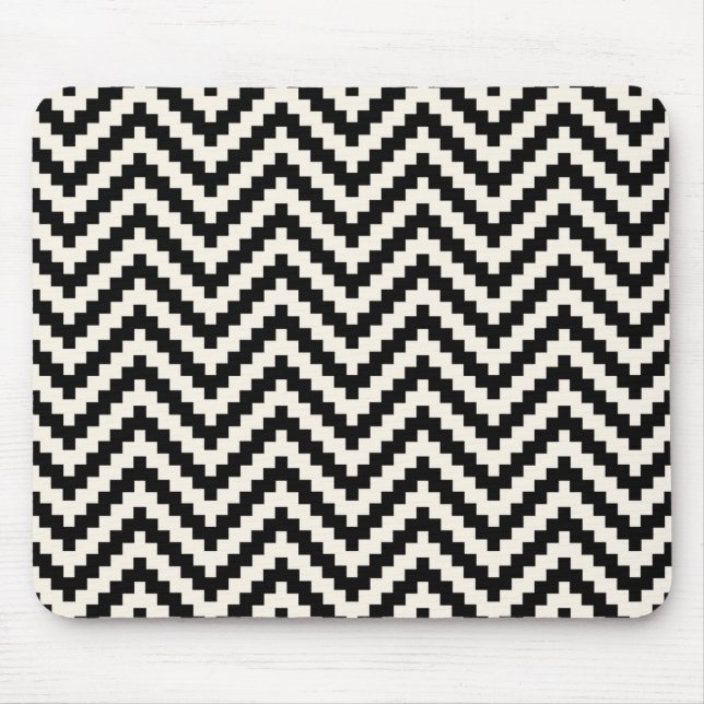 Mousepad Grelha Vertical Zigzag Chevron em Preto (Frente)