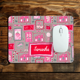 Mousepad Grey Coquette aesthetic girly whimsical pattern 