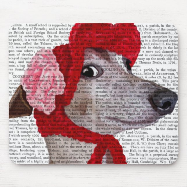 Mousepad Greyhound com Red Wooly Hat 2 (Frente)