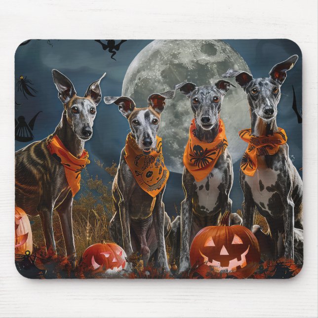 Mousepad Greyhound Halloween Spooky (Frente)