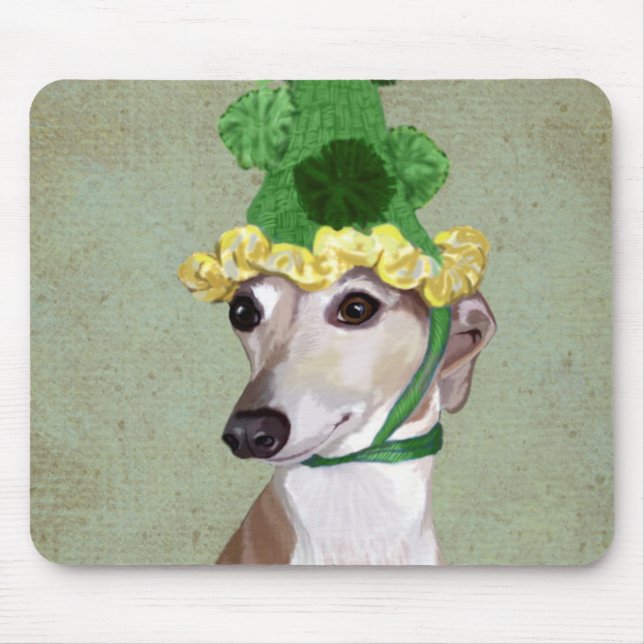 Mousepad Greyhound no Chapéu Verde (Frente)