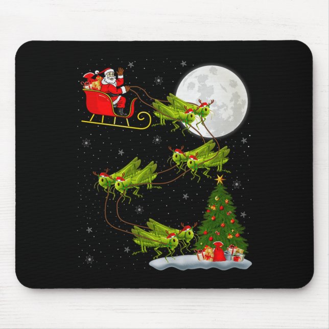 Mousepad Grhopper Santa Sleigh Flying Funny Magical Christm (Frente)