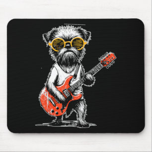 Mousepad Grifon de Bruxelas Vintage Tocando Música Rock com