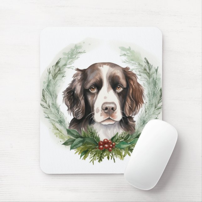 Mousepad Grinalda de Natal do Springer spaniel Pupila Festi (Com mouse)