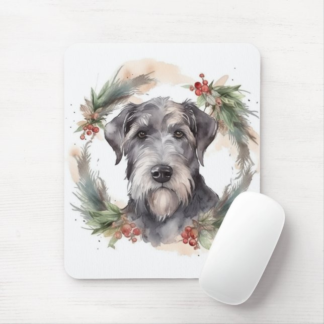 Mousepad Grinalda de Natal do Wolfhound Festa do Cachorrinh (Com mouse)