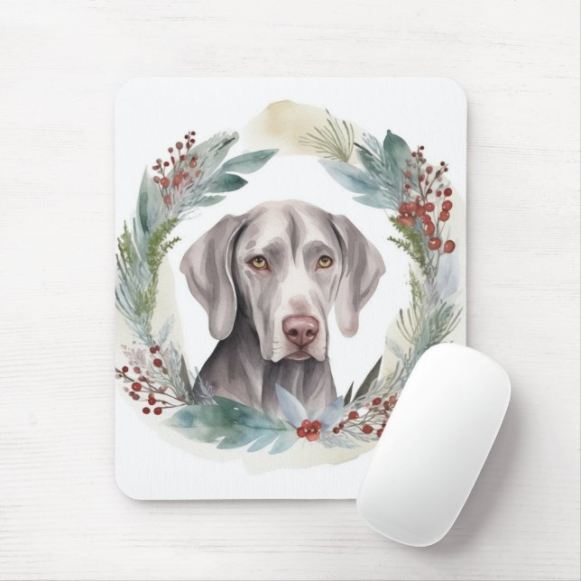 Mousepad Grinalda de Natal Weimaraner Pupila Festiva (Com mouse)