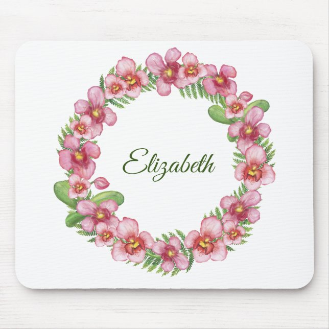 Mousepad Grinalda Floral Rosa e Verde Personalizada (Frente)