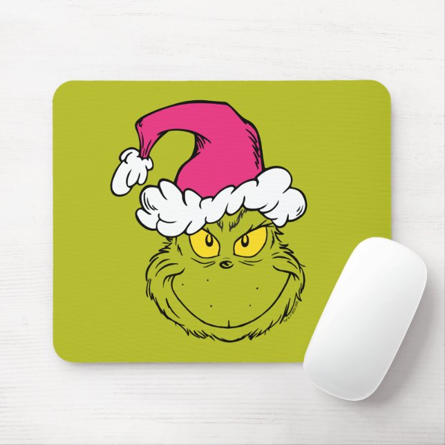 Mousepad Grinch in Pink Santa Hat (Com mouse)