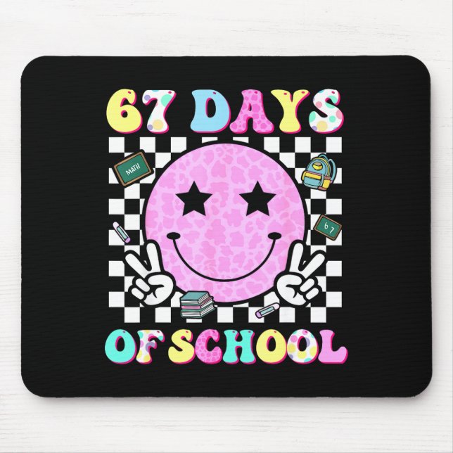 Mousepad Groovy 67 Days Of School Smile Face Teacher Kids W (Frente)