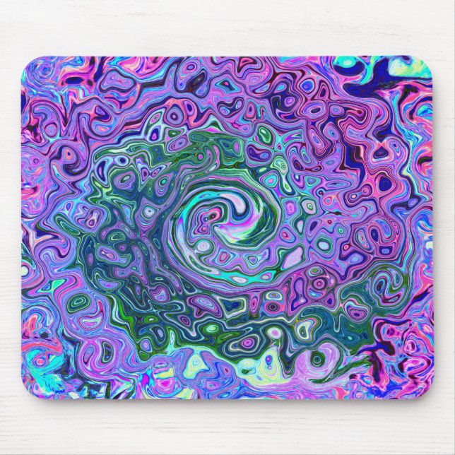 Mousepad Groovy Abstrato Retro Redemoinho Verde e Roxo (Frente)