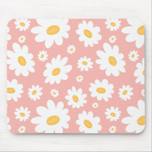 Mousepad Groovy Blush Boho Daisy Floral Garden Padrão