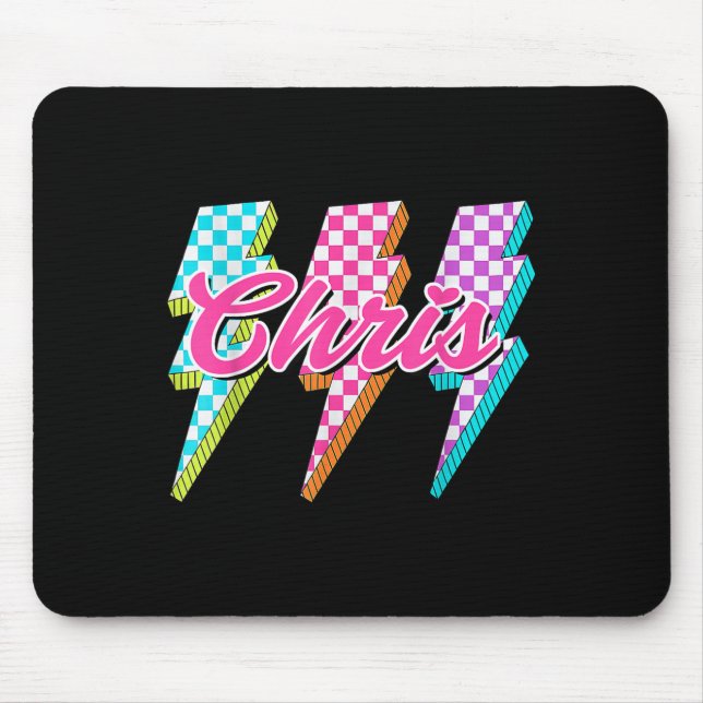 Mousepad Groovy Chris Lightning Bolt Checkered I Love Meme  (Frente)