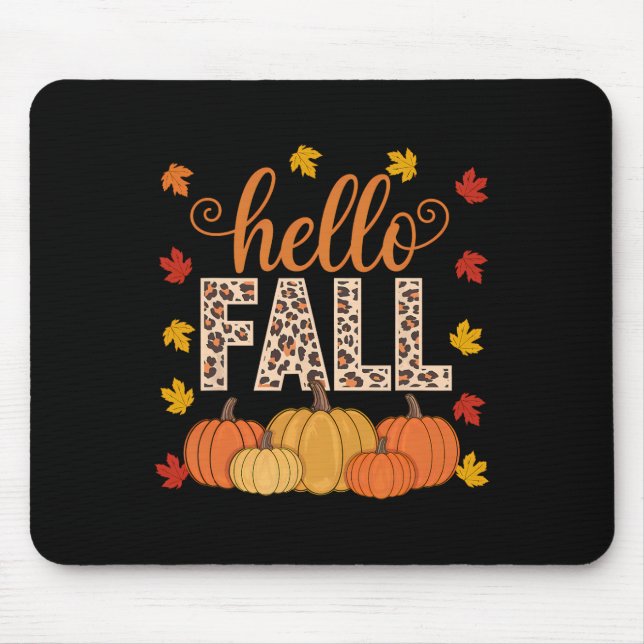 Mousepad Groovy Fall Autumn Maple Deixa Pumpkin Leop (Frente)