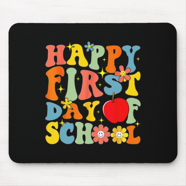 Mousepad Groovy Feliz Primeiro Dia Da Escola De Volta À Esc (Frente)