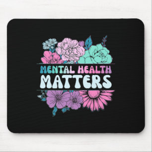 Mousepad Groovy Flower Retro Mental Health Importa Awarenes