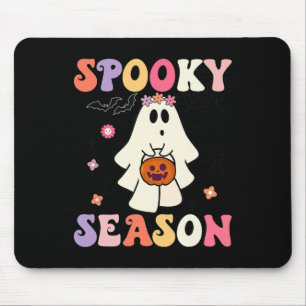 Mousepad Groovy Halloween Ghost Segurando Pumpkin Spooky Se