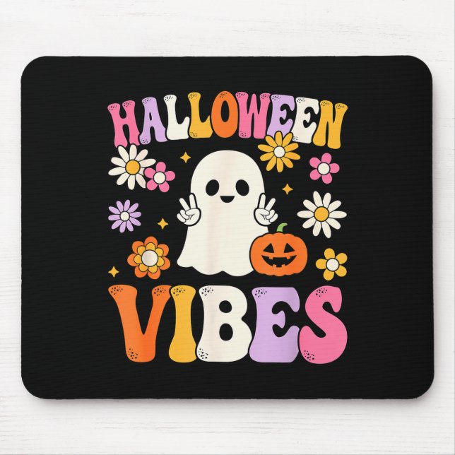 Mousepad Groovy Halloween Vibes Costume Ghost Pumpkin  (Frente)