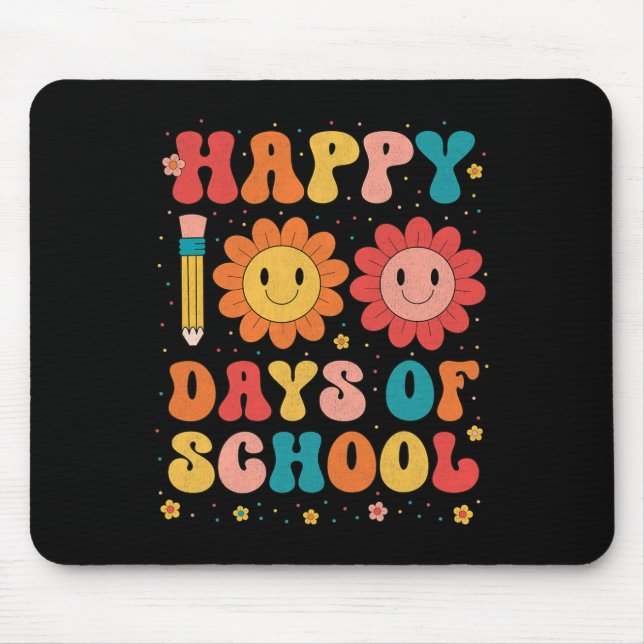 Mousepad Groovy Happy, 100 Dias De Professora Do 100º Dia (Frente)
