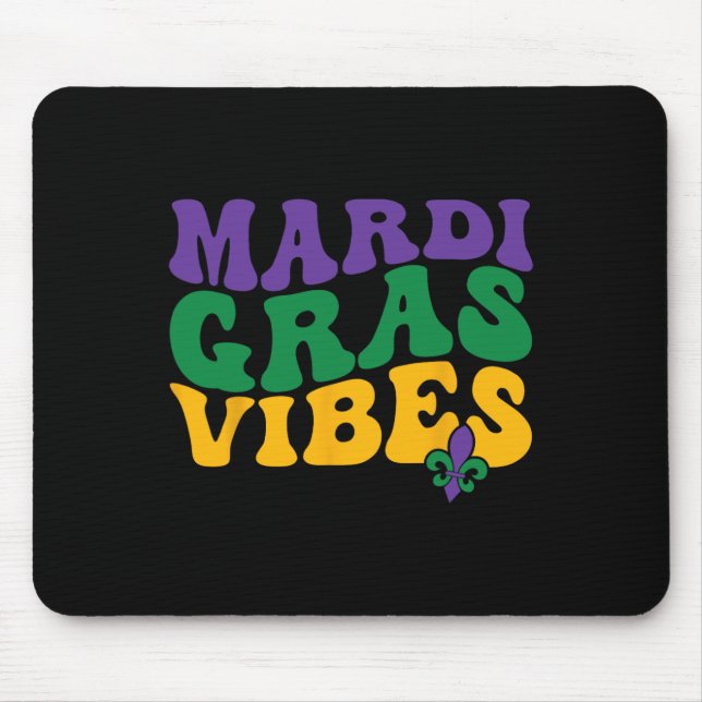 Mousepad Groovy Mardi Gras Vibes Carnaval Miçangas Engraçad (Frente)