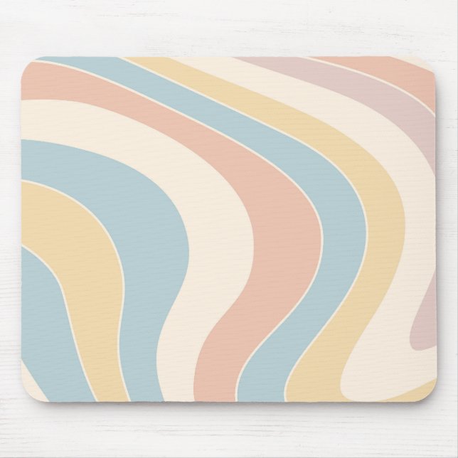 Mousepad Groovy pastel retro style waves design (Frente)